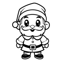 Black and White Cartoon Illustration of Santa Claus Character for Coloring Book