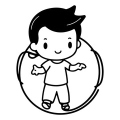 Obraz na płótnie Canvas Cute boy kid cartoon vector. Kids doodle icon.
