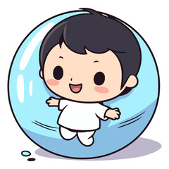 Obraz na płótnie Canvas Illustration of a Cute Baby Boy Floating in a Bubbles