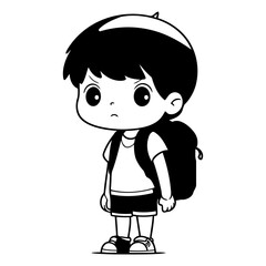 Cute little schoolboy with backpack. Cartoon character.