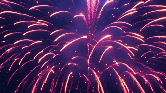 Beautiful colorful isolated fireworks in the sky at night