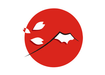 illustration of a mountain japanese