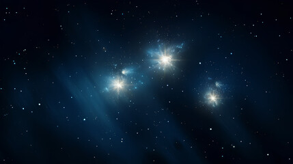 3 stars in the night sky, nebula aspect - obrazy, fototapety, plakaty