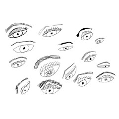 Variety of Individual Eyes Staring