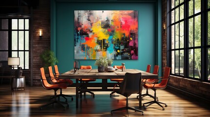 Modern and stylish empty office 3d render Image. Interior Design