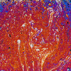 Colorful liquid mixture, blending paints in dynamic abstract fluid texture background, close up...