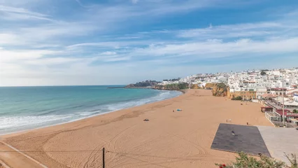 No drill blackout roller blinds Marinha Beach, The Algarve, Portugal Wide sandy beach and Atlantic ocean in city of Albufeira timelapse. Algarve, Portugal