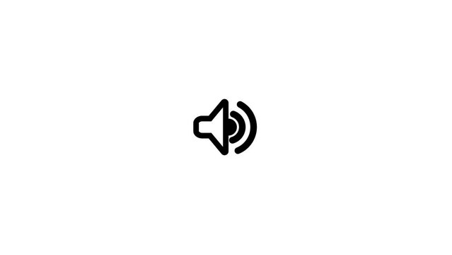 Icon of Sound on Isolated Background. Symbol of Audio technology, music, and sound. Animation of speaker volume logo.