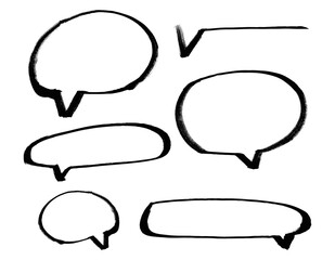 Speech bubble, hand drawn with marker pen, vector illustration collection, isolated on white background. Organic, free and irregular shapes. Comic book symbol, perfect for layout. Blank to fill.