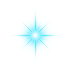 Neon Blue Starburst Star PNG, Blue Sparkle on transparent background