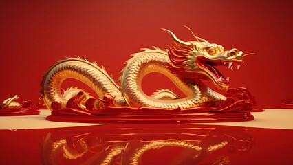Red Chinese Traditional Ancient Style Dragon Image
