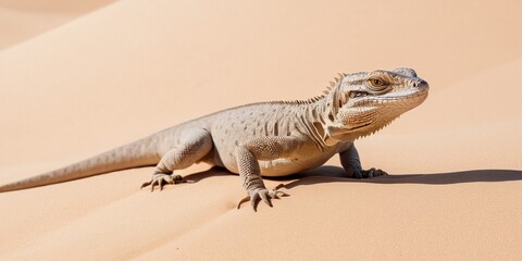 Lizard in the sand dunes of the sahara desert.