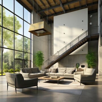 Office interior with 3d elements. Interior Design