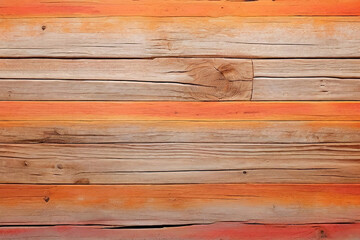 Obraz premium Orange and red and brown painted old wood wall wooden plank board texture background with grains and structures