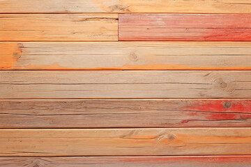 Fototapeta premium Orange and red and brown painted old wood wall wooden plank board texture background with grains and structures