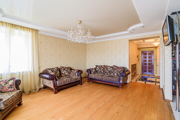 standard interior apartment. living room with sofa