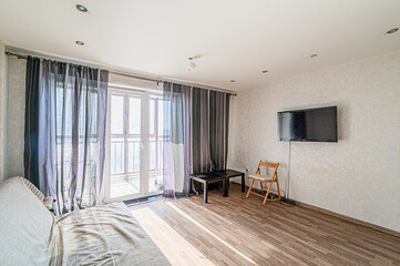 Fototapeta premium standard interior apartment. living room with sofa