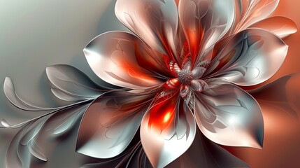 Fabulous faux floral closeup in red, orange, and gray