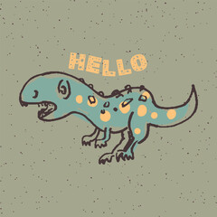 Hand drawing dream big dinosaur illustration vector. Funny cartoon dino. Hand drawn vector doodle design for girls, kids. Hand drawn children's illustration for fashion clothes, shirt, fabric