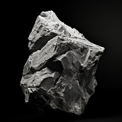Naklejka premium pictures of a minimalistic rock on a black background, in the style of ambient occlusion сreated with Generative Ai