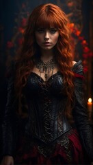 Gothic Elegance: The Enigmatic Redhead