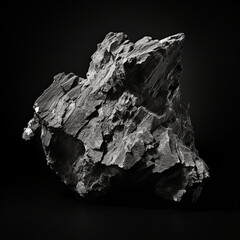 Obraz premium pictures of a minimalistic rock on a black background, in the style of ambient occlusion сreated with Generative Ai