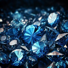 Beautiful background of blue diamonds or gemstones