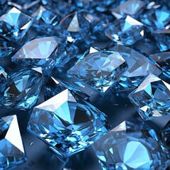 Beautiful background of blue diamonds or gemstones