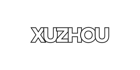 Xuzhou in the China emblem. The design features a geometric style, vector illustration with bold typography in a modern font. The graphic slogan lettering.