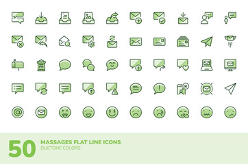 Set vector icon of message and communication with duotone colors. Flat line icon. Editable icon. Suitable for ui design