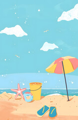 illustrator cartoon beach background