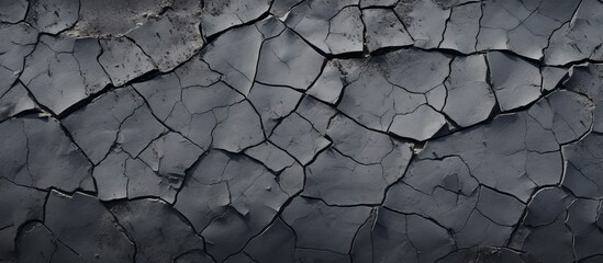 Close-up view of cracked wallpaper in shades of black and grey against a dark background - obrazy, fototapety, plakaty