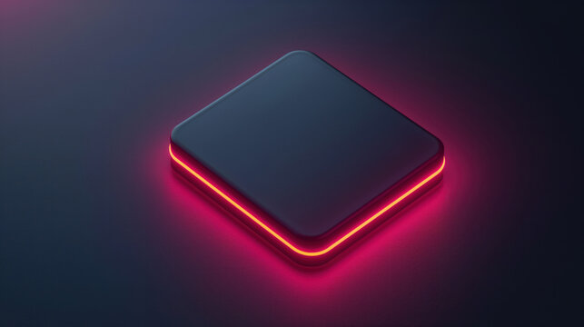 Glowing Neon buttom on a Dark High-Tech Background