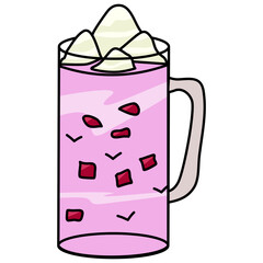 illustration of a glass of dessert ramadan iftar es campur drink png isolated