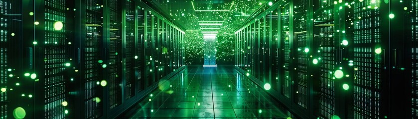 Obraz premium The core of cyber operations, aglow with the intensity of data processing