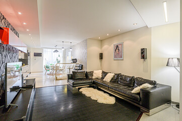 standard interior apartment. living room with sofa