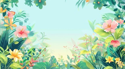 Fototapeta na wymiar Summer Style Vector Illustration Border Banner Art Background with Empty Copy Space created with Generative AI Technology