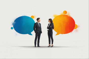 graphical illustration of communication between two businesspeople