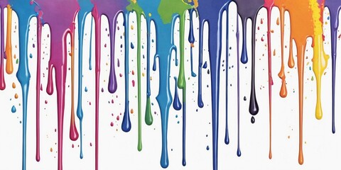 Colorful dripping paint on a white background.