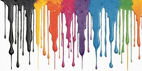 Colorful paint dripping on white background. Abstract background for design.