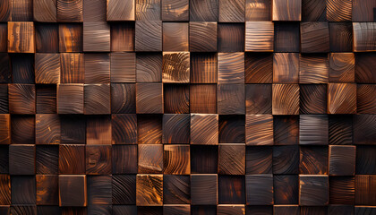 Brown wooden acoustic panels wall background - obrazy, fototapety, plakaty