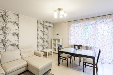 standard interior apartment. living room with sofa