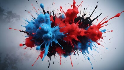 RED BLACK AND BLUE INK SPLATTER GRUNGE BACKGROUND ABSTRACT 4K HD REALISTIC