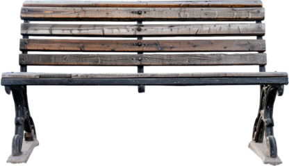 Classic wooden park bench on isolated background, cut out transparent