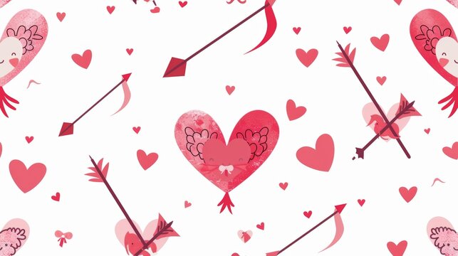 Cupid’s arrow with heart symbolize love background pattern