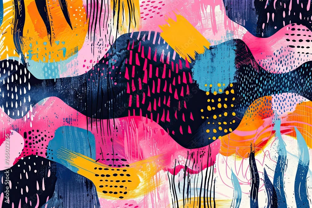 Poster abstract colorful background with strokes and splashes pattern. watercolor underwater backdrop. perf