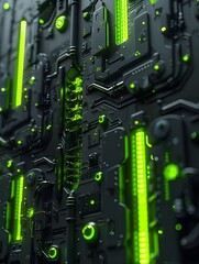 Fototapeta premium futuristic industrial green neon tubes