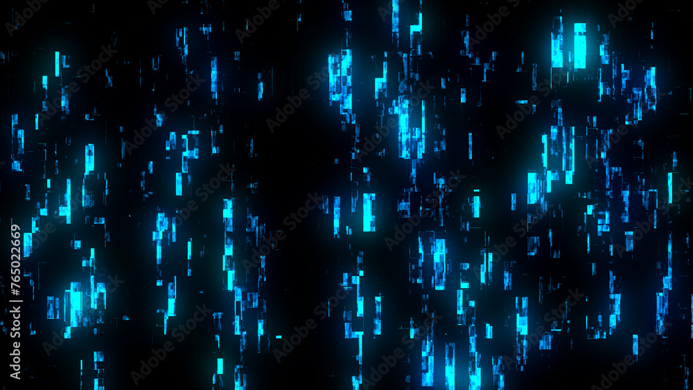 Fototapete Abstract glitch background. Digital damage backdrop with noise effect. Error texture. Computer virus. Corrupted code. 3d rendering.