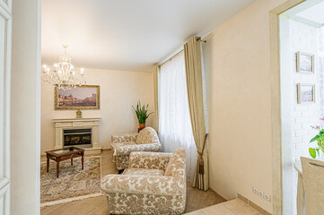 standard interior apartment. living room with sofa