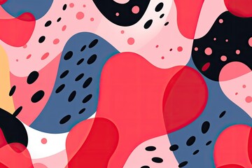 Fototapeta premium Abstract Colorful Wave Stain Geometric Shape Line Seamless Pattern. Art Illustration with Flat Brushstroke Painting
